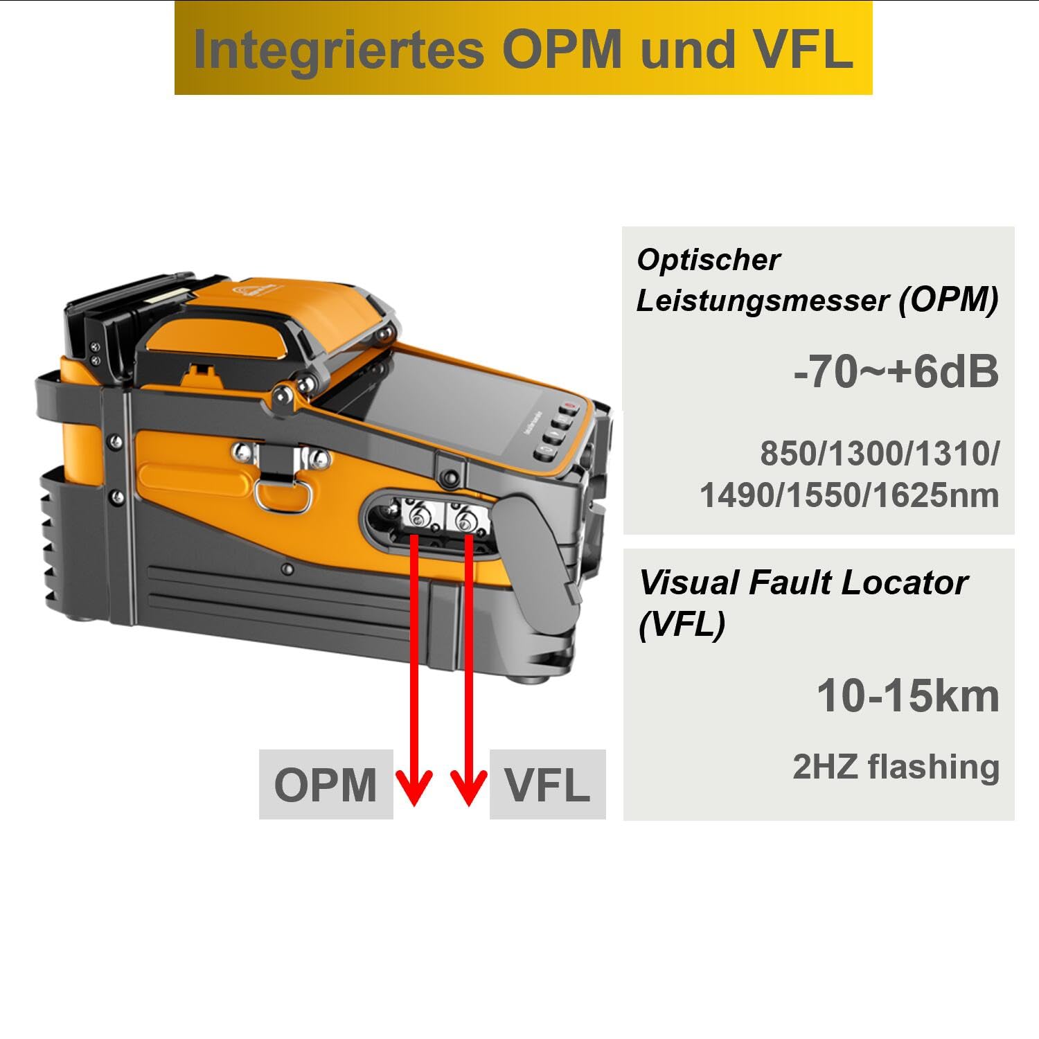 Glasfaser Spleißgerät AI-9 Kernausrichtung Autofokus 5 Sek. Spleißen 15 Sek. Heizung, LWL Spleißgerät mit Tutorial-Videos für den Bau von FTTH-Trunkleitungen und Kabelspleißprojekte