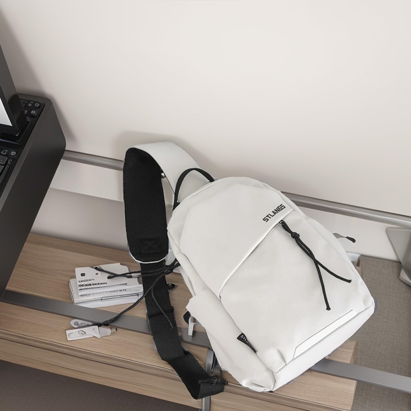 Borsa a tracolla unisex in tela con tasche multiple per tutti i giorni e lo sport, borsa a tracolla senza ciondolo