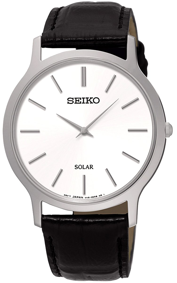 Seiko SUP873P1 Mens Black Leather Strap Watch