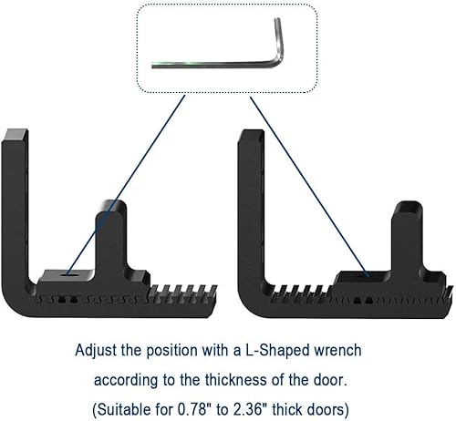 Miniatura 3 de Guía de piso inferior para puerta corrediza de granero, montaje en pared ajustable, sin necesidad de perforación en el suelo (negro, 1 unidad)