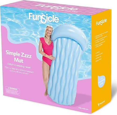 Vista 17 de Funsicle Alfombrilla inflable Simple Zzzz de 6 pies con cómodo reposacabezas verde azulado