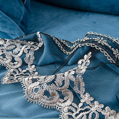 Stacypik Blue Suede Couch Covers With White Lace Fringe,Couch Cover Sofa Slipcovers Sofa Covers For 3 Cushion Couch,Soft And Warm Furniture Protector For Living Room Bed Kids Pet,78 X 117 Inches #TOP2