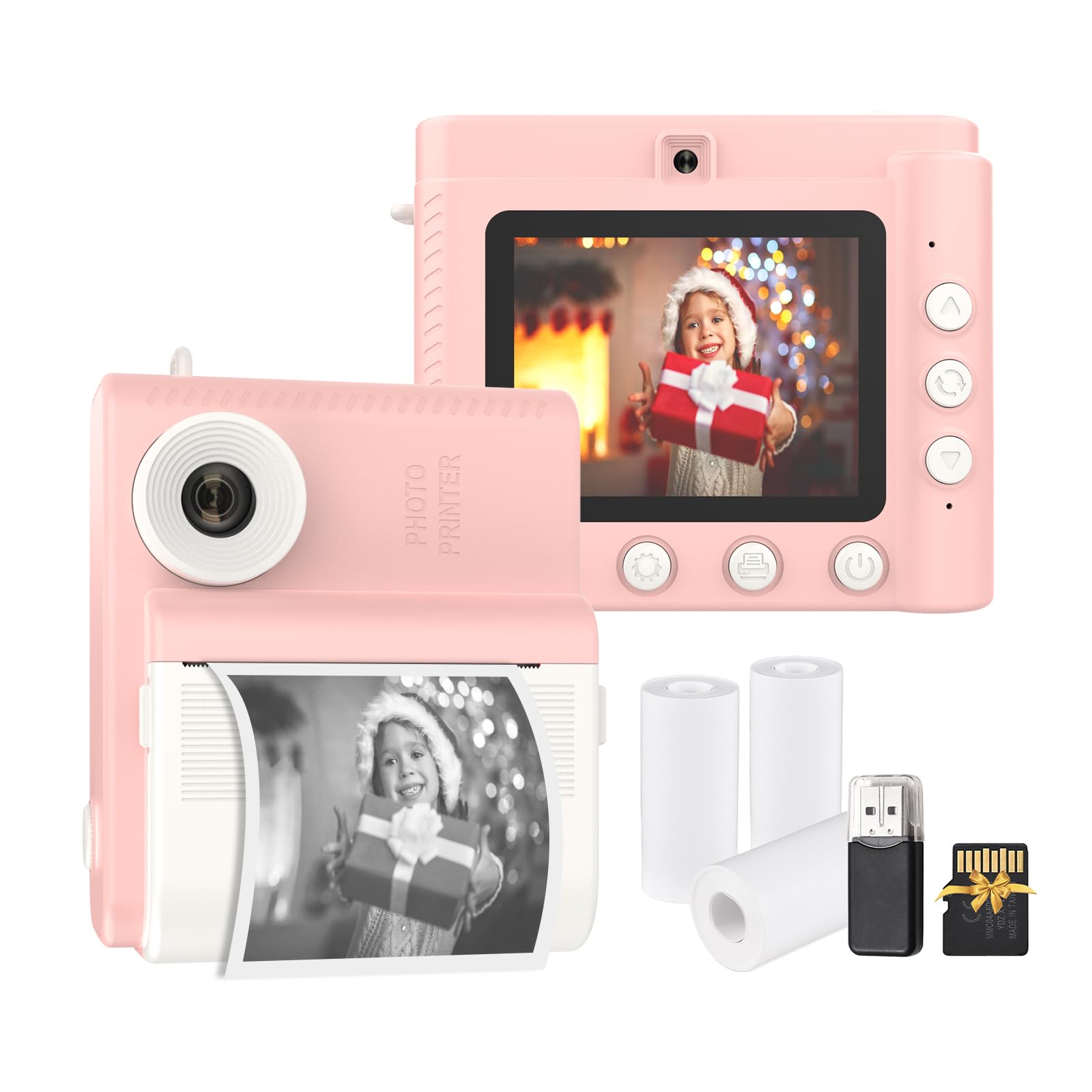 Kids Instant Print Camera Digital Camera for Kids 1080P Digital Video Camera Dual Lens 2.8 Inch IPS Screen Built-in Battery Photo Frames with 3 Rolls Thermal Printing Paper Neck Strap 32GB TF Card &-image-18