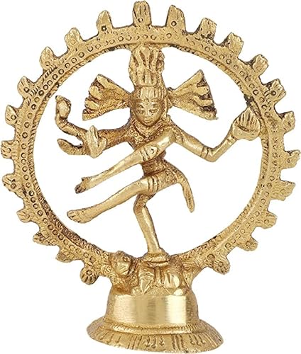 GURU JEE Estatua de latón bailando Señor Shiva Natraja Dios hindú Natraj Regalos Decoración del hogar Pieza de exhibición 3.5 pulgadas Cover