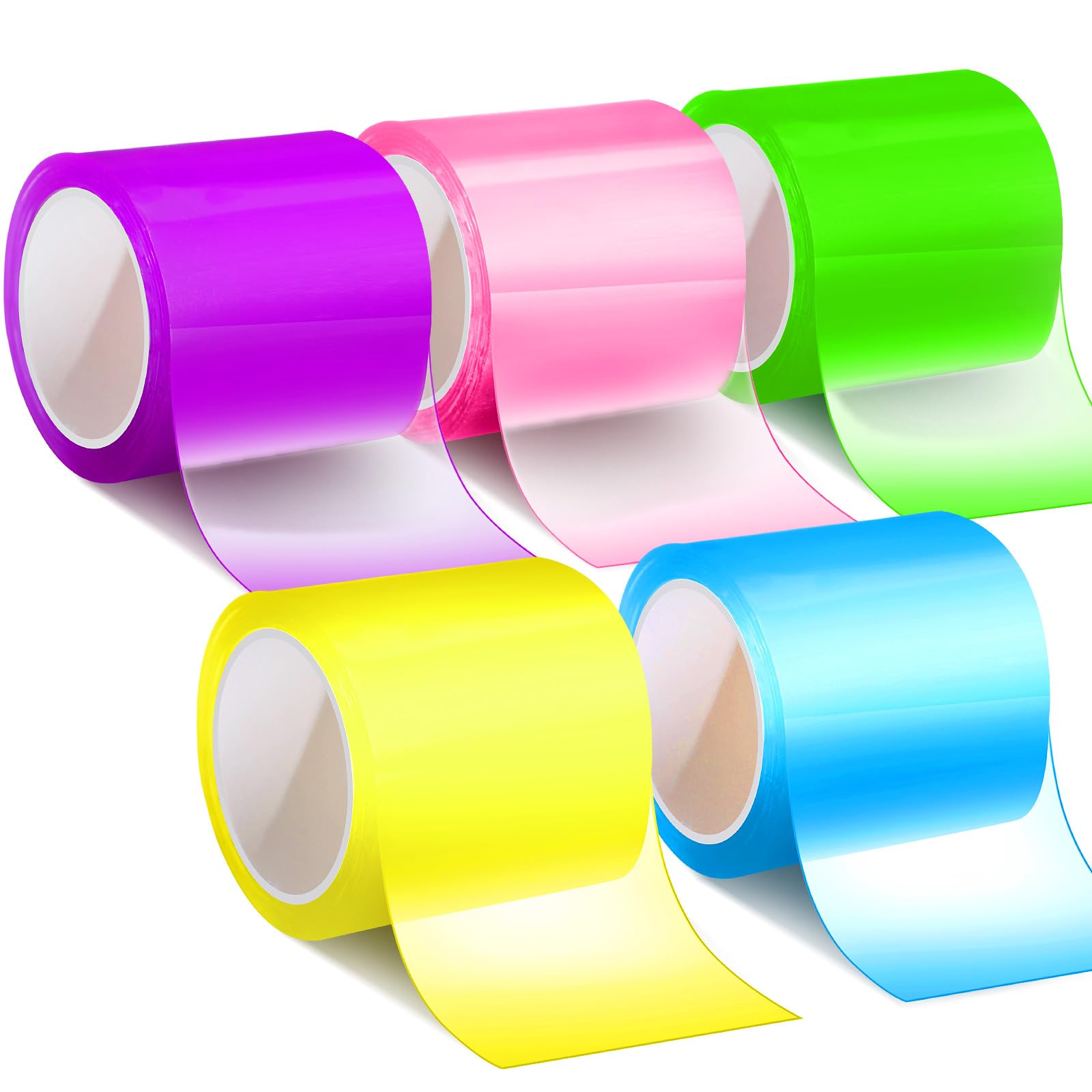 HyDren 5 Pcs Nano Tape Multicolor Nano Bubble Kit No Heating Required 49.2ftx1.97in Elastic for Beginners and Boys Girls Adult Craft DIY Colorful Double Sided Tape for Making Bubbles (Bright Color)