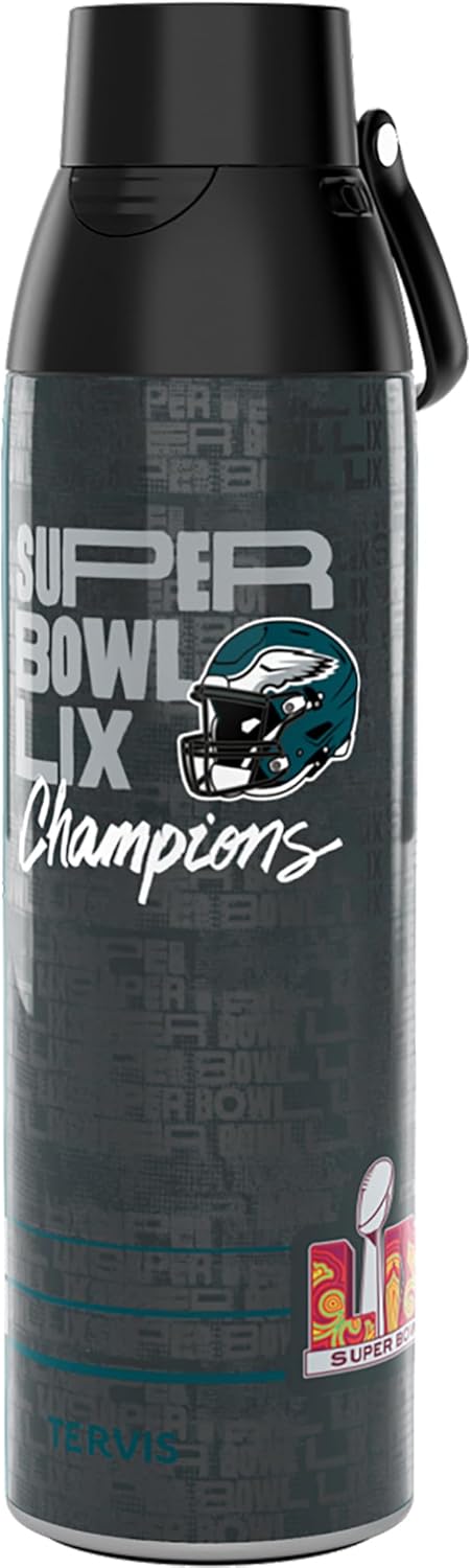 Tervis Venture Water Bottle NFL Philadelphia Eagles - Super Bowl LIX Champions Triple Insulated Tumbler Travel Cup Keeps Drinks Cold & Hot, 26oz, Stainless Steel