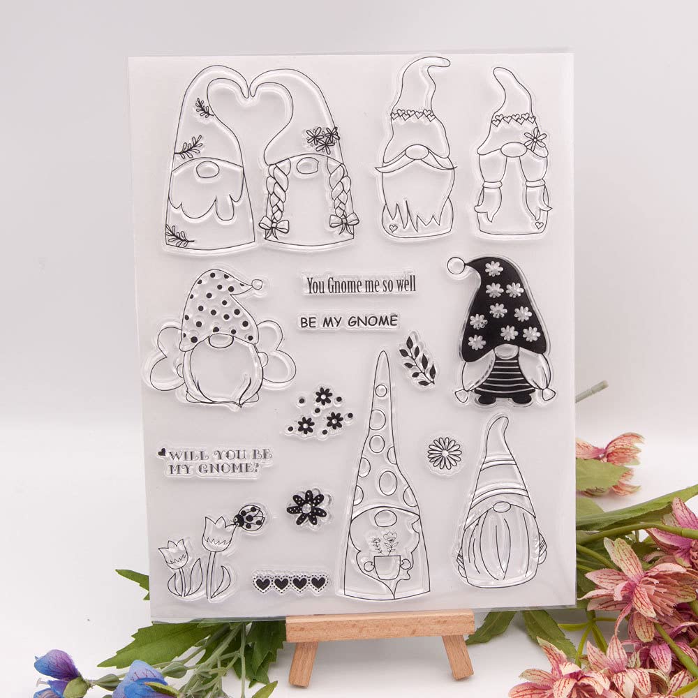 Arbuya Merry Christmas be My Gnome Phrase Clear Stamps for Cards Making Decoration and Scrapbooking Rubber Stamps for Craft