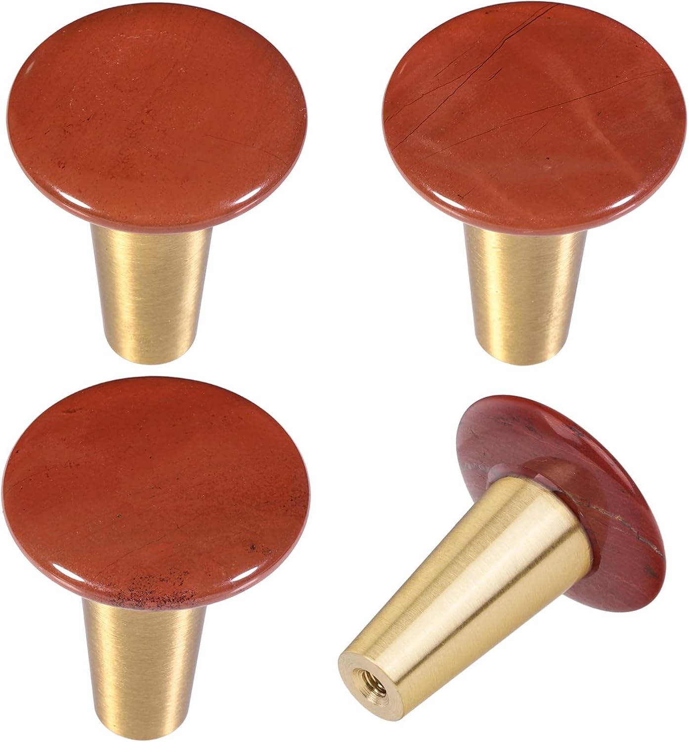moonsix 4pcs Round Shape Crystal Knob Drawer, Rough Gemstone Handle for Cabinet Dresser House Furniture Ornament, Agate