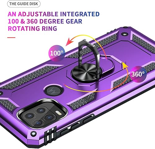 Miniatura 5 de Androgate Funda compatible con Moto G Stylus 5G con protector de pantalla HD, soporte de anillo de grado militar, soporte de coche de 16 pies,
