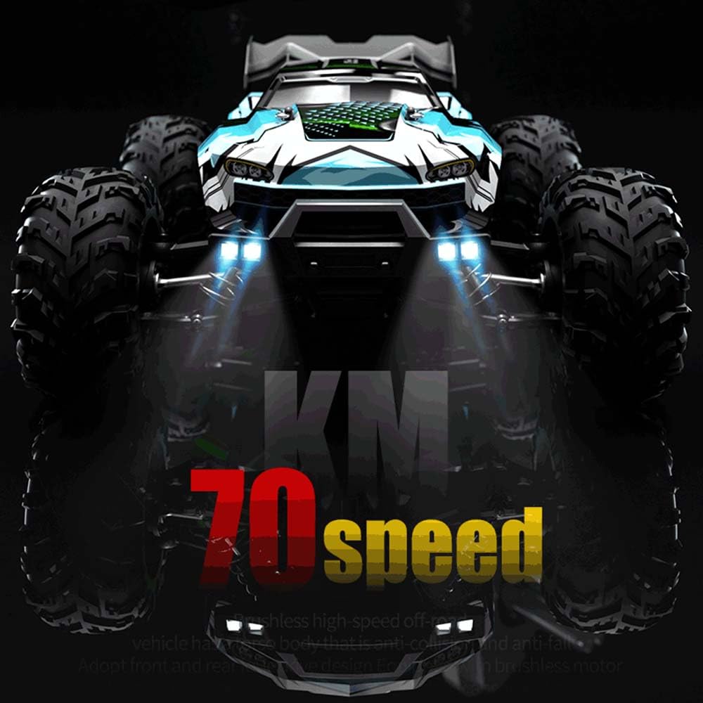 Coche teledirigido de 70 km/h con motor sin escobillas, 1/16 de alta velocidad, todo terreno Monster Trucks para adultos, 4WD resistente al agua RC Drift Car, 3 baterías, amarillo