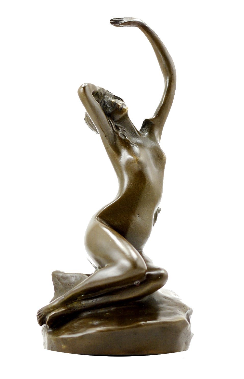 Kunst & Ambiente - Erotische Wiener Bronzefigur - Frauenakt auf Stein - signiert von Moren - Dekorative Statue - Skulpturen online kaufen - Wohndeko - Innen