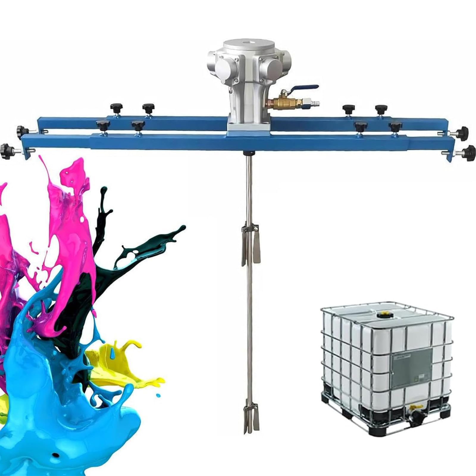 YNBSHGAA Drum Paint Mixer 1HP for High Viscosity Chemical Materials, Pneumatic Agitator for Efficient Paint Stirring, Compatible with 1-5000mPas Viscosity,Large5Cylinders