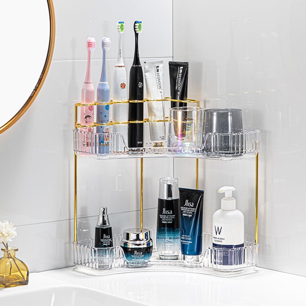 Amazon.com: XIYAO 2 Tier Corner Bathroom Counter Organizer Bathroom ...