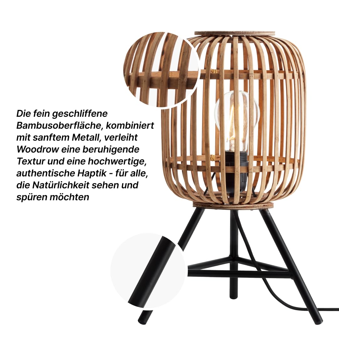 BRILLIANT Woodrow Tischleuchte hellbraun, E27, LED-geeignet