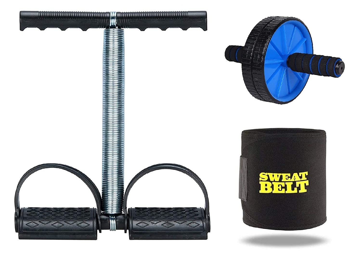 YUVI TRADERS (3 in 1 Single Spring Tummy Trimmer with Double Wheel AB Roller and Sweat Belt Abs Exercise Equipment for Men and Women Fitness (Multicolor), Standard (B09DVHJ6YH) Amazon Price History, Amazon Price Tracker