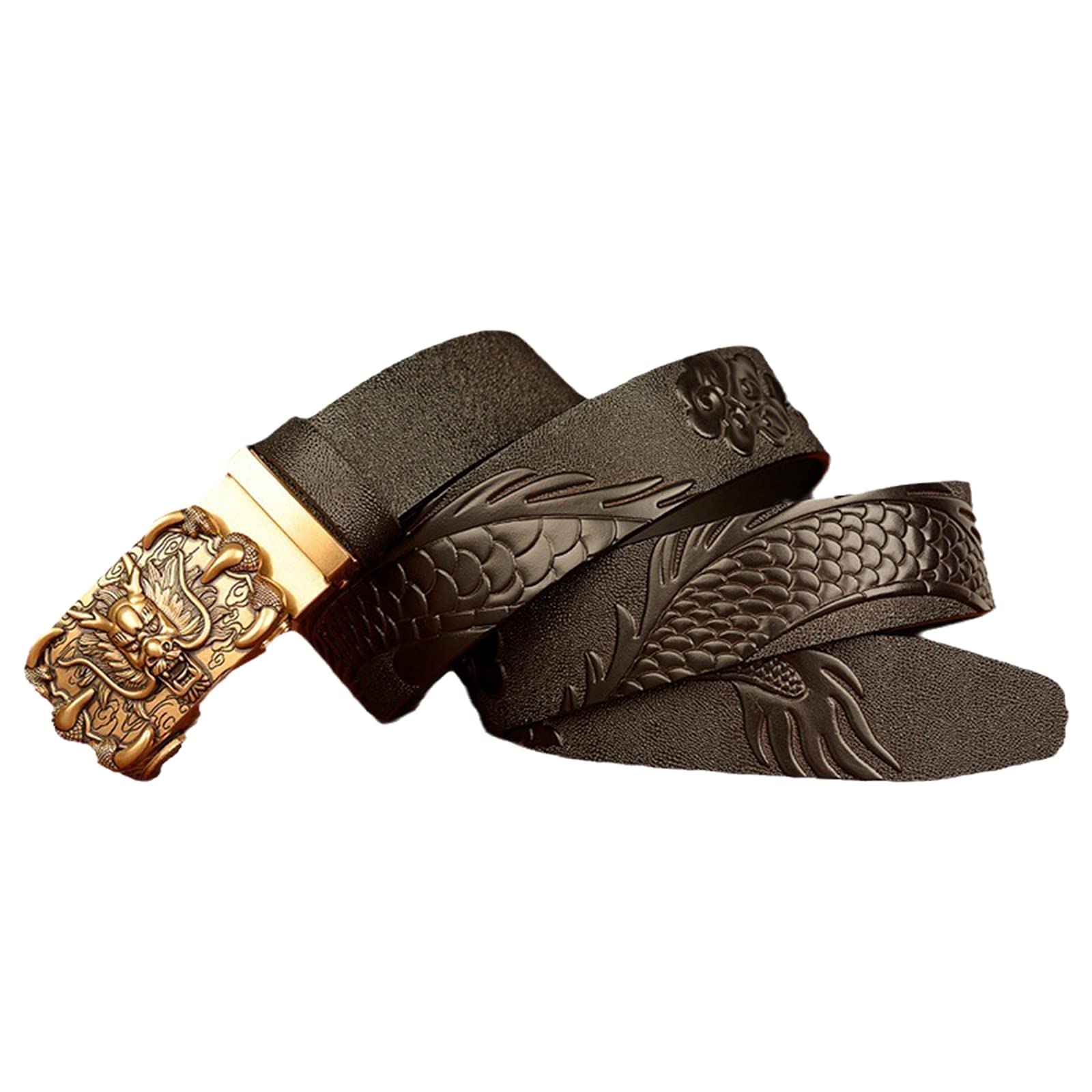 Gürtel Herren echtem Voll-Leder Jeansgürtel Ledergürtel mit automatischem Drache Schnalle kürzbar & nickelfrei Herrengürtel Belts