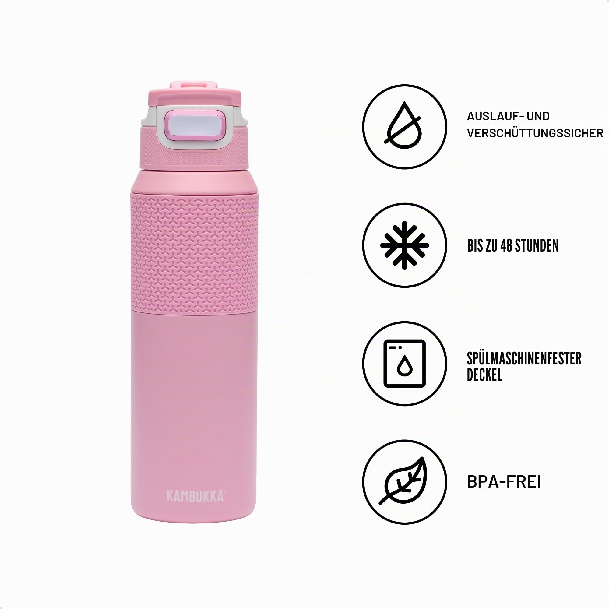 Kambukka Elton Isolierte Wasserflasche - Schmutz- und geruchsresistent, stoßfest, spülmaschinenfest, griffig, 3-in-1-Deckel mit Milliliter-Markierungen