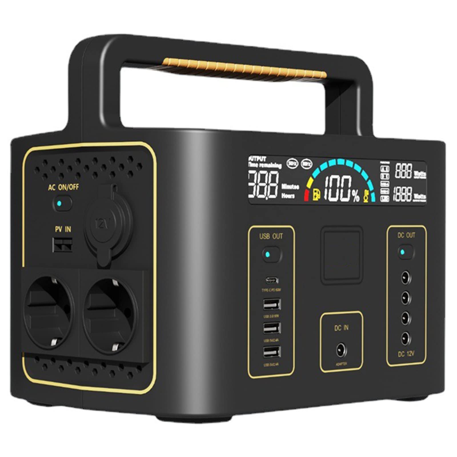 Estación De Energía Portátil, Generador Solar 481Wh 500W, Salidas AC/DC/USB, Generador Eléctrico Solar, Batería De Litio, Camping, Caravana Y Como Grupo Electrógeno De Emergencia
