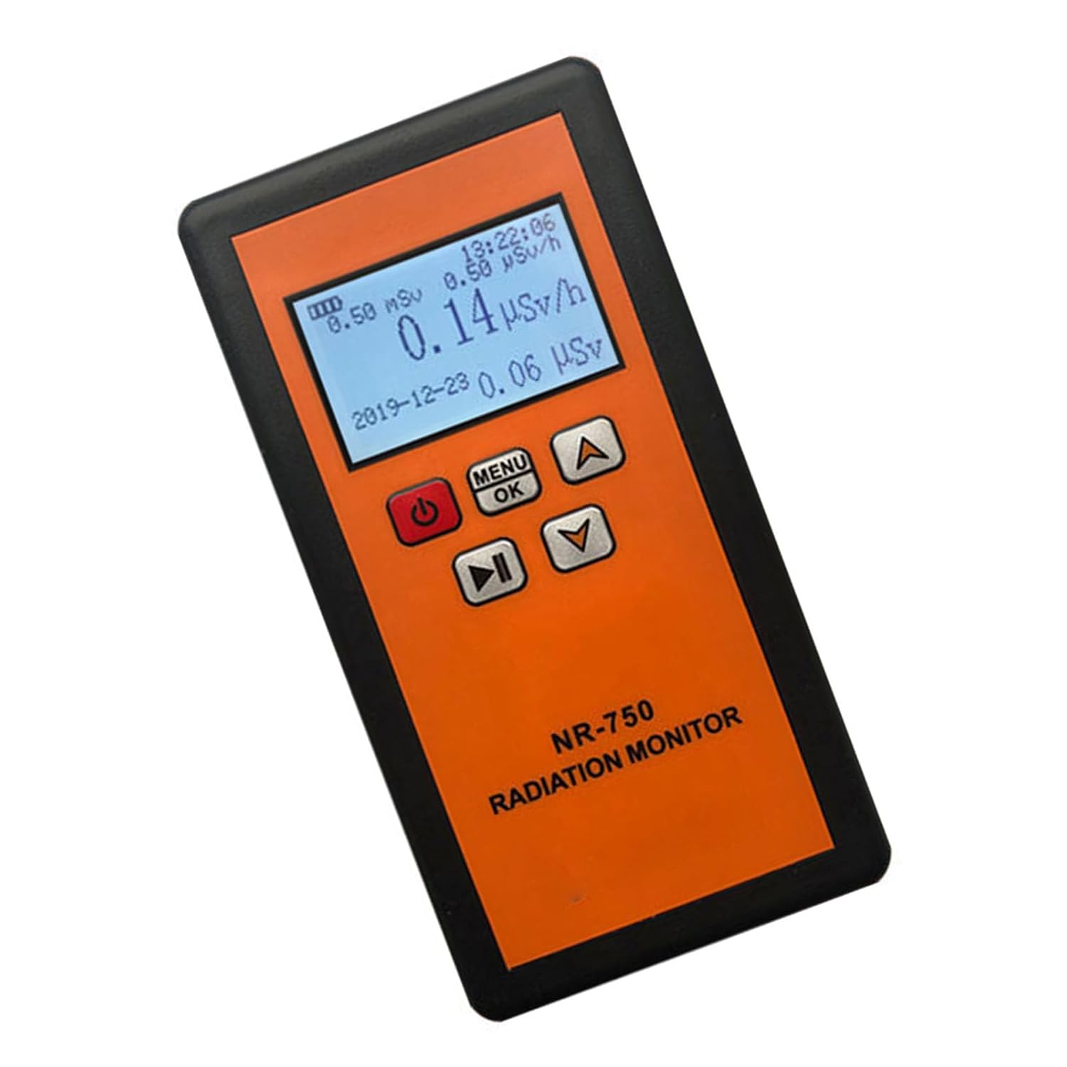 Marhynchus NR750 Detektor Nuklearny Przenośny Dozymetr z Wyświetlaczem LCD Dźwiękiem światłem i Alarmem Wibracyjnym do Monitorowania Promieniowania XY Twardych Promieni Beta