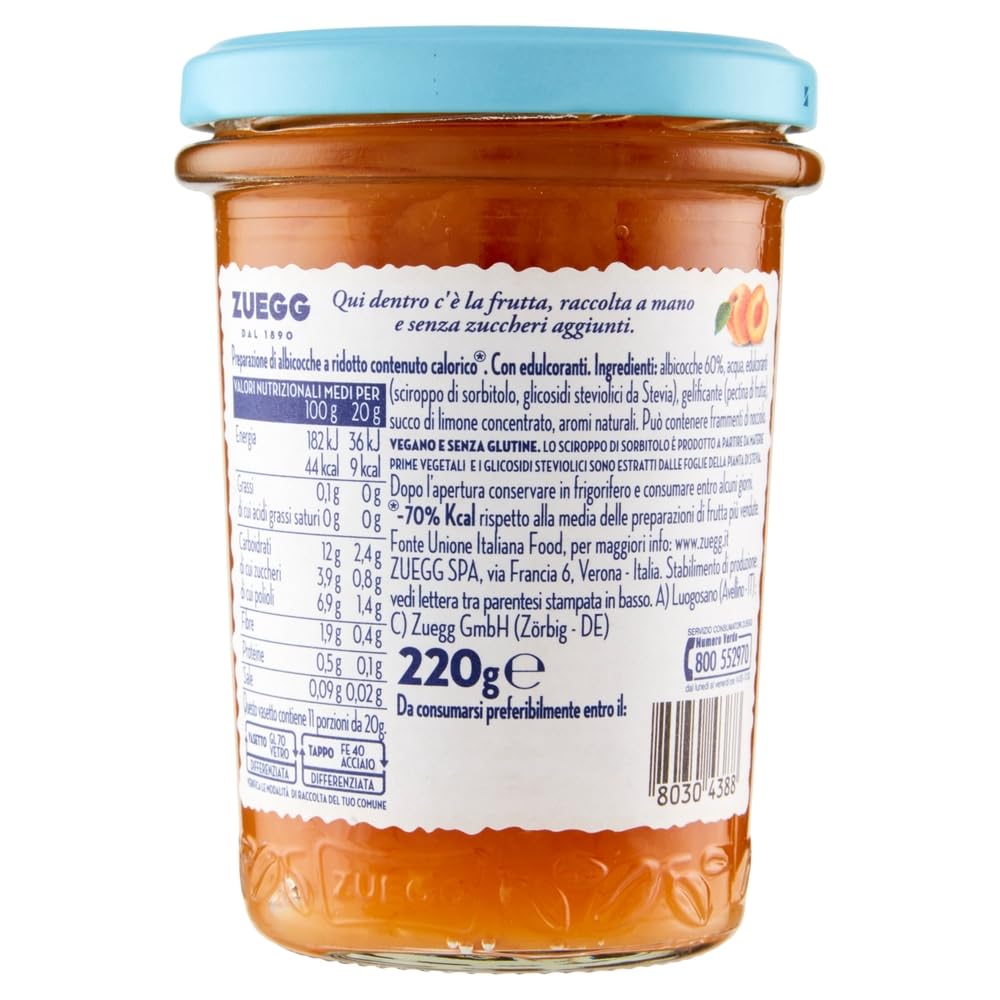 Italian Gourmet Confettura albicocche Aprikosen zero zuccheri Jam 12 x 220g