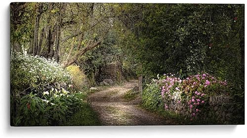 Canvas Lab Lienzo decorativo para pared, jardín secreto por la artista Ariadne Contreras  Tamaño 44 x 22 pulgadas  Tema botánico, paisaje, floral,