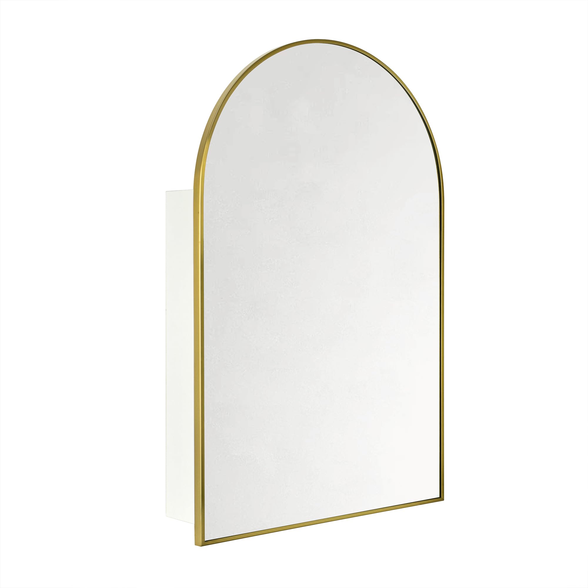 TEHOME 24 x 36'' Brushed Gold Arch Bathroom Medicine Cabinet with Mirror Recessed and Surface Mounted Medicine Cabinet Mirror