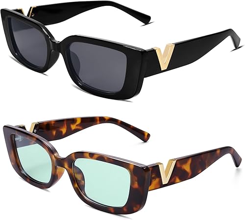 Miniatura 6 de Allarallvr Lentes de sol rectangulares para mujer, estilo retro de los años 90, Y2K, clásicos, vintage, cuadrados, AR82037