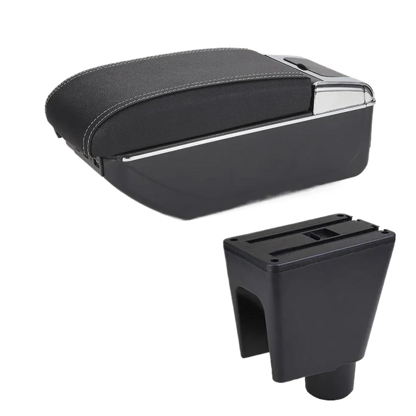 REOKIP Car Armrest Box Center Console Storage Box For Chevrolet For Spark III For Aveo T200 Car Arm Rest Box(Black white 3USB)