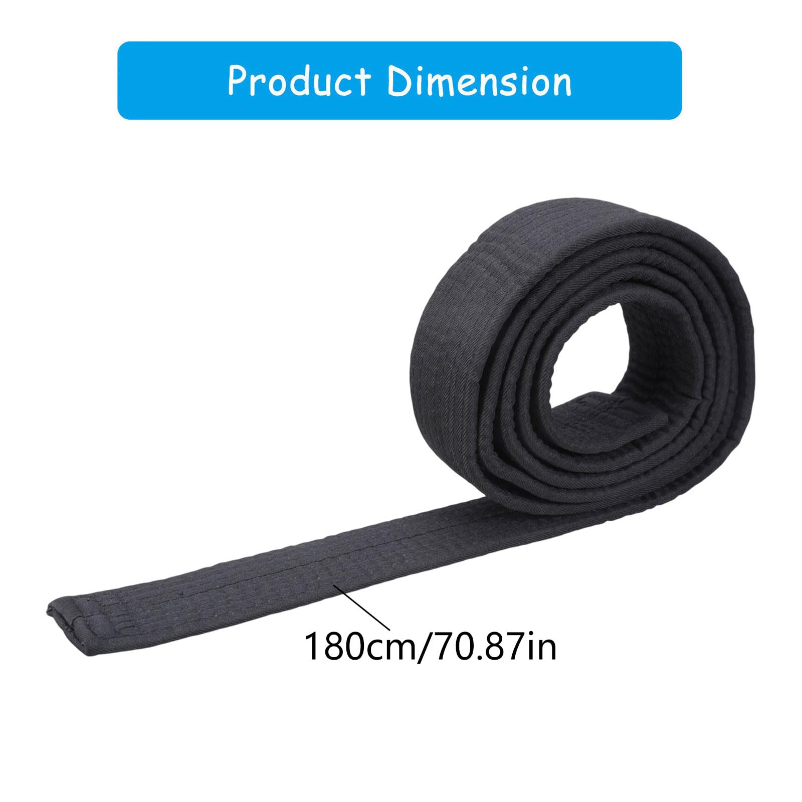 Ceinture d'arts martiaux pour enfants - 180 cm de long - Ceinture de judo longue et souple - Ceinture blanche - Ceinture de taekwondo, karaté, ceinture noire
