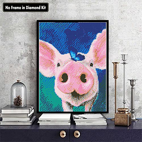 Diy 5D Diamond Painting Kits Pig Butterfly Pink, Diamntrum Crystal Rhinestone Embroidery Pictures Arts Paint By Number Kits Diamond Art Kits For Gift Home Wall Decor 12X16 Inch #TOP1