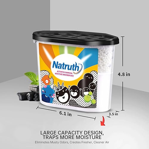 Miniatura 5 de NATRUTH Absorbentes de humedad con carbón activado, 27.1 fl oz (paquete de 6) deshumidificador portátil de armario de 12.5 onzas, cubo absorbente de