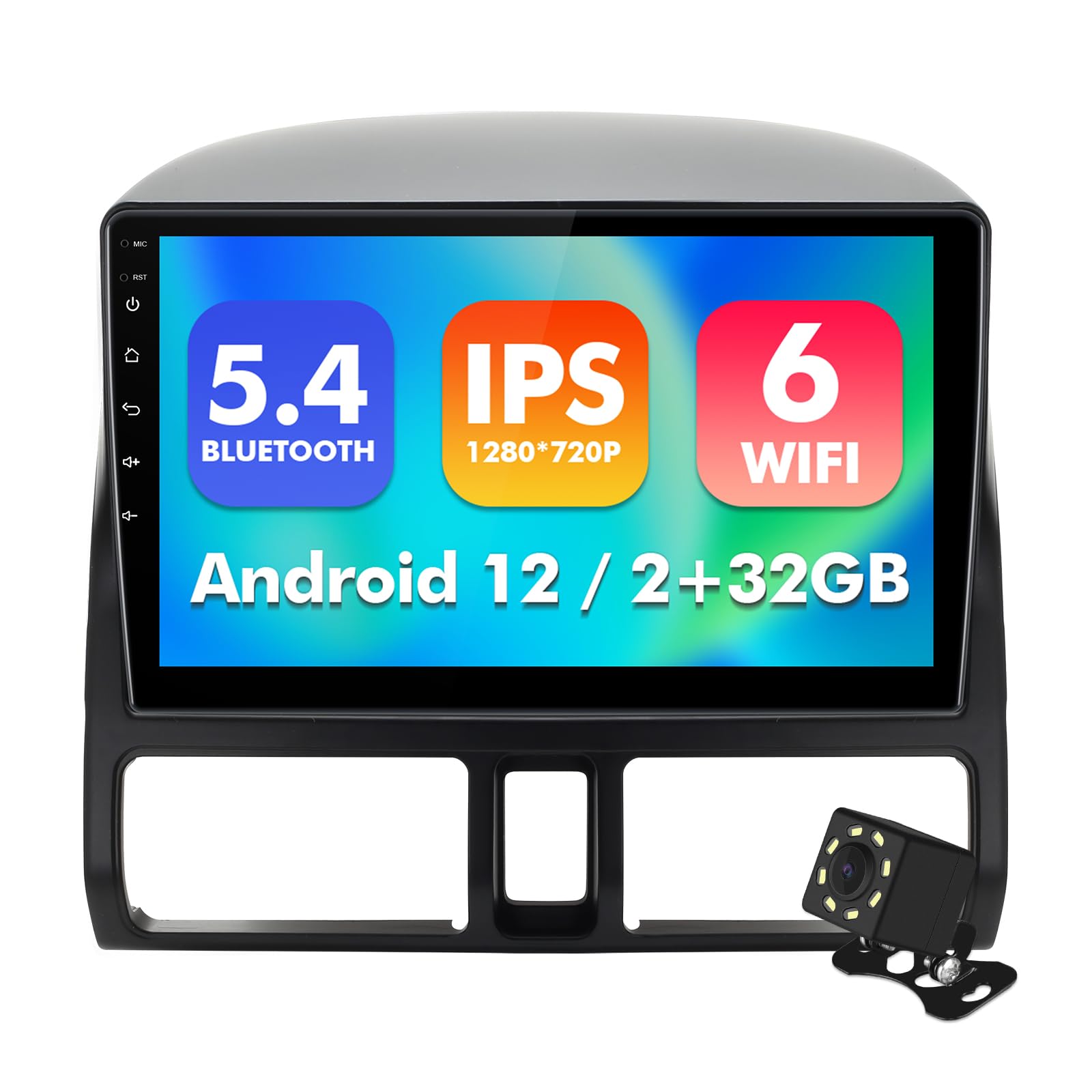 9 Inch IPS Touchscreen Android 12 Car Stereo for Honda CR-V 2002-2006 with Wireless CarPlay & Android Auto 2+32GB Car Radio, Support GPS, WiFi 6,
