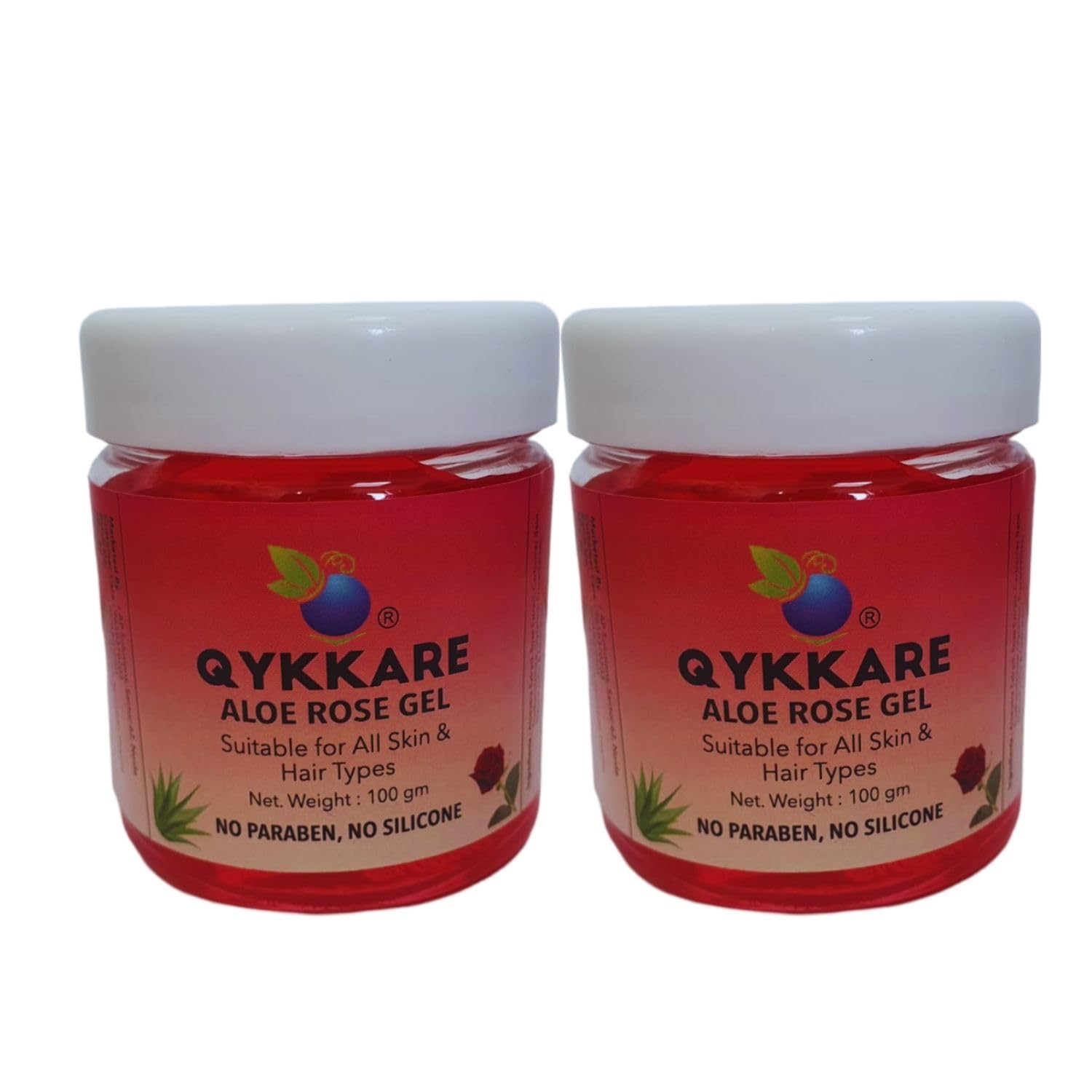 Qykkare Aloe Rose Gel for skin hydration & youthful glowing skin 100gm × 2