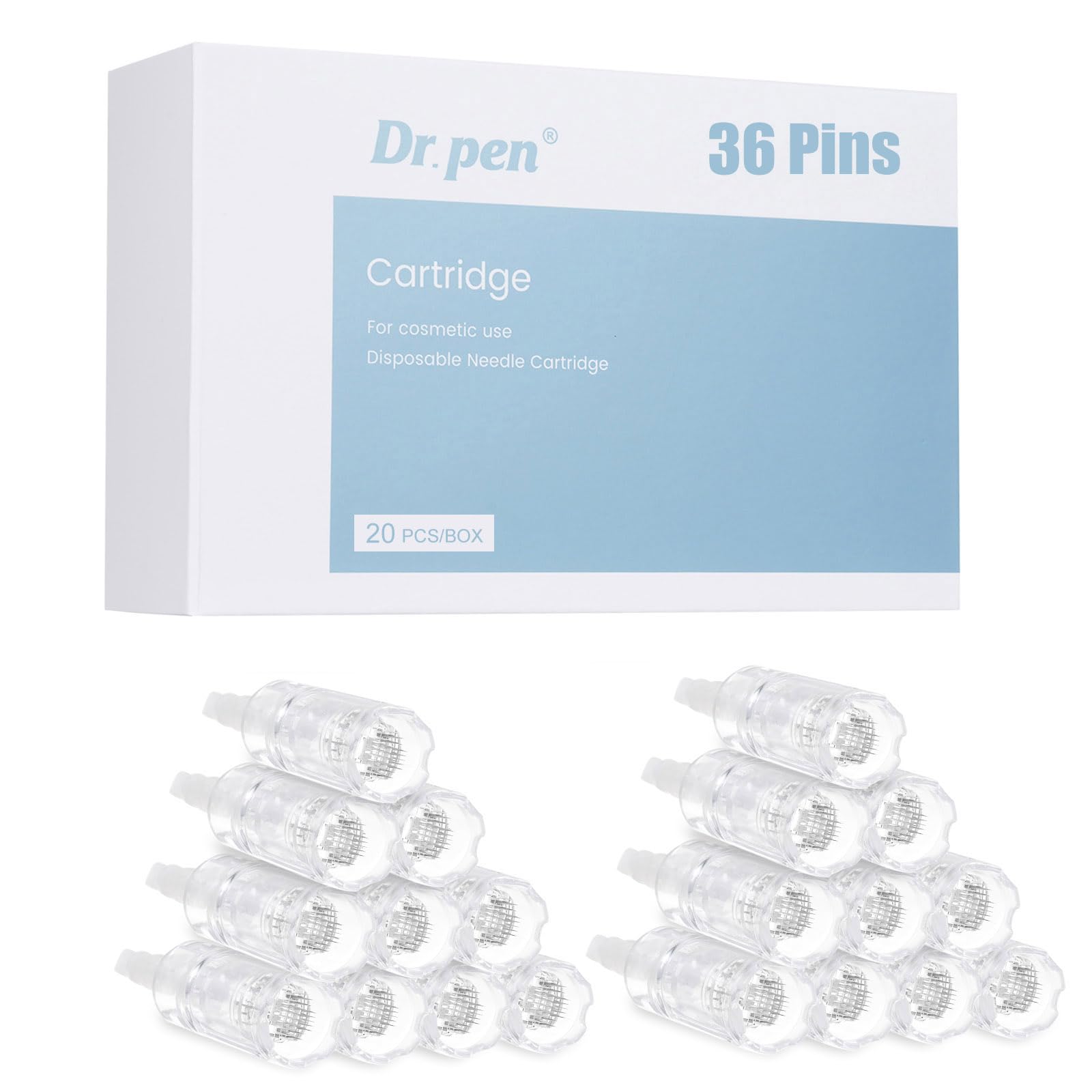 Dr. pen Ultima A10 Lot de 20 cartouches 36 broches pour soin anti-rides, hydratant, raffermissement, éclaircissement, réduction des taches – Cartouches authentiques Dr Pen Ultima A10 20 pièces, 36