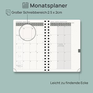 POPRUN Pocket Calendar 2026 2027 Spiral Book Weekly Planner Approx. A6 (15.6 x 10 cm)