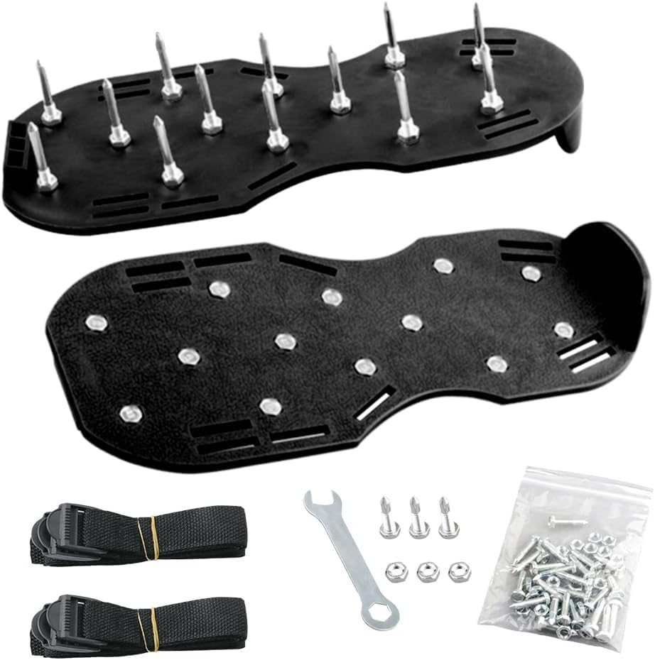 Garden Lawn Spike Shoes, Lawn Aerator Shoes for Grass - with Adjustable Strap and Heavy Duty Spikes, One-Size-Fits-All Use (Green)