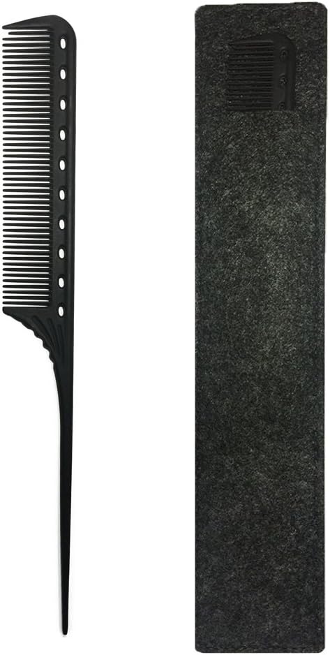 HYOUJIN 1239 Butterfly Carbon Rat tail Comb, 100% Anti-Static, 230℃ Heat Resistance Teasing Comb, Tail Comb for Professional Salon/Barber Sectioning