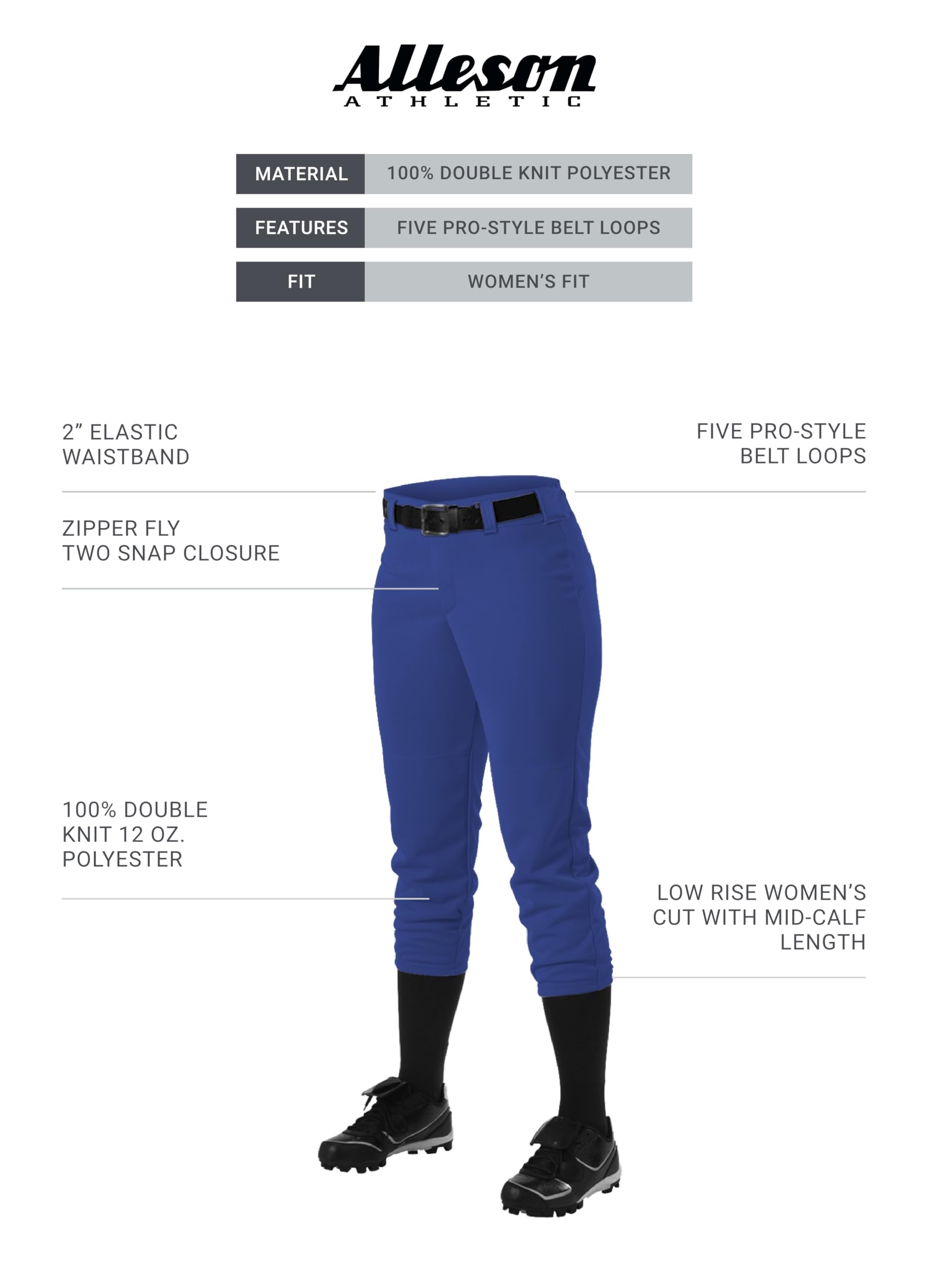 Alleson Womens Fastpitch Pant Royal XS 605PBW 605PBW-RO-XS