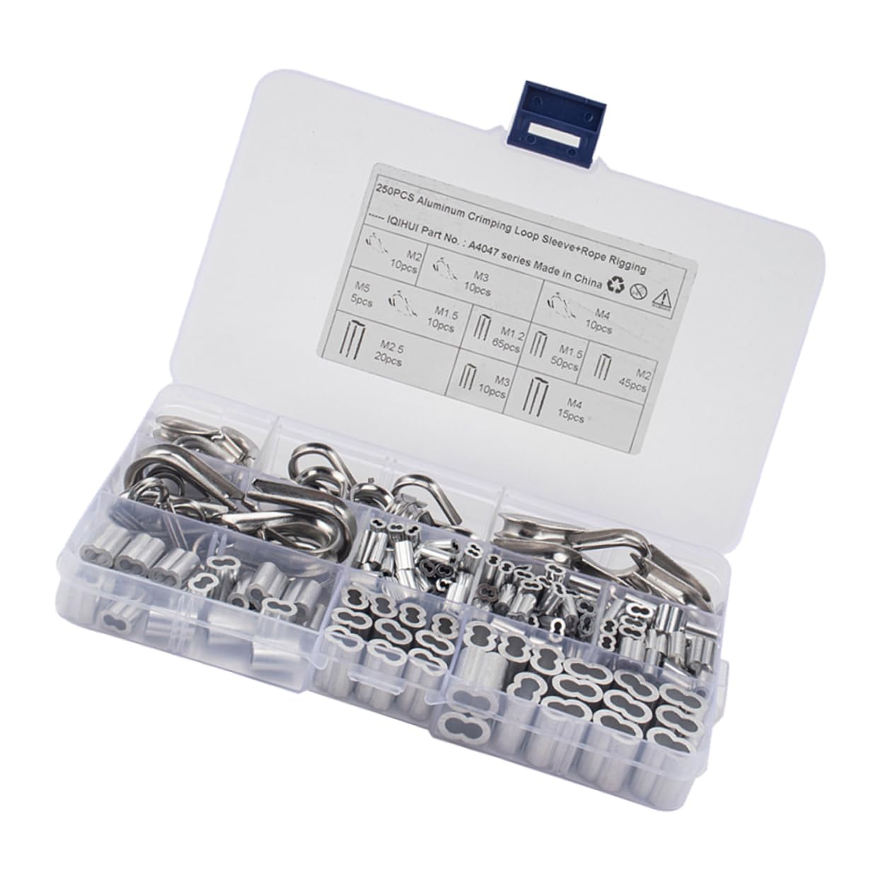 Cabilock 250Pcs Double Barrel Crimp Sleeves Connector Loop Sleeves for Wire and Cable Crimping Ferrules for Secure Cable Connections