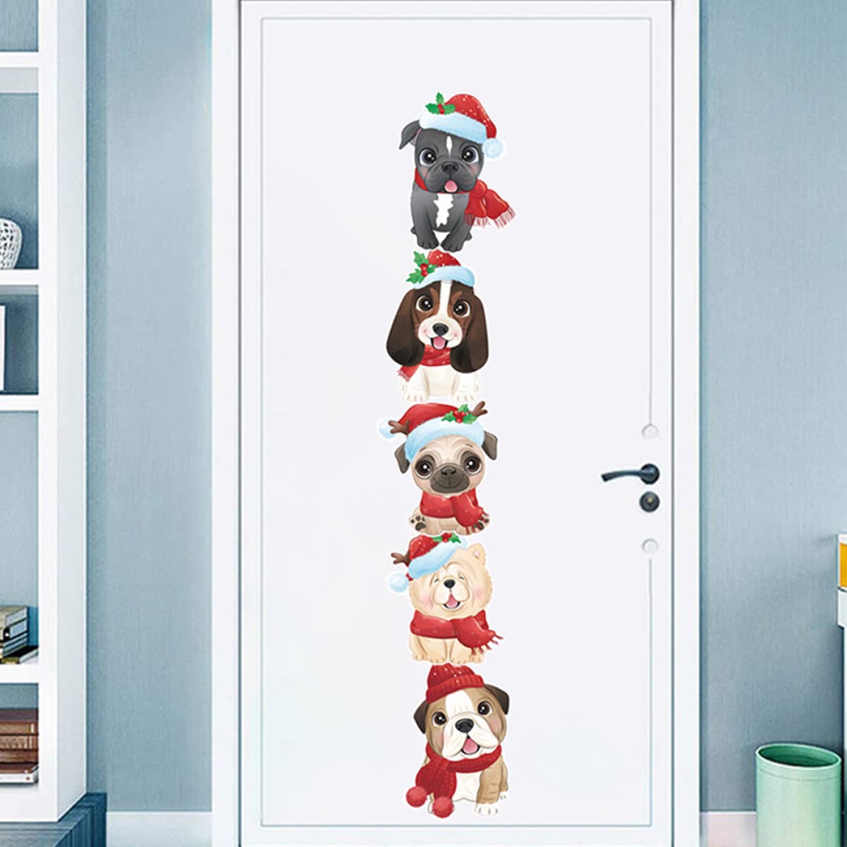 PRETYZOOM 8 Hojas pegatina mascota decoración adornos guirnalda árbol de Navidad dibujos animados christmas etiqueta de la pared de navidad etiqueta engomada de cristal de polivinilo
