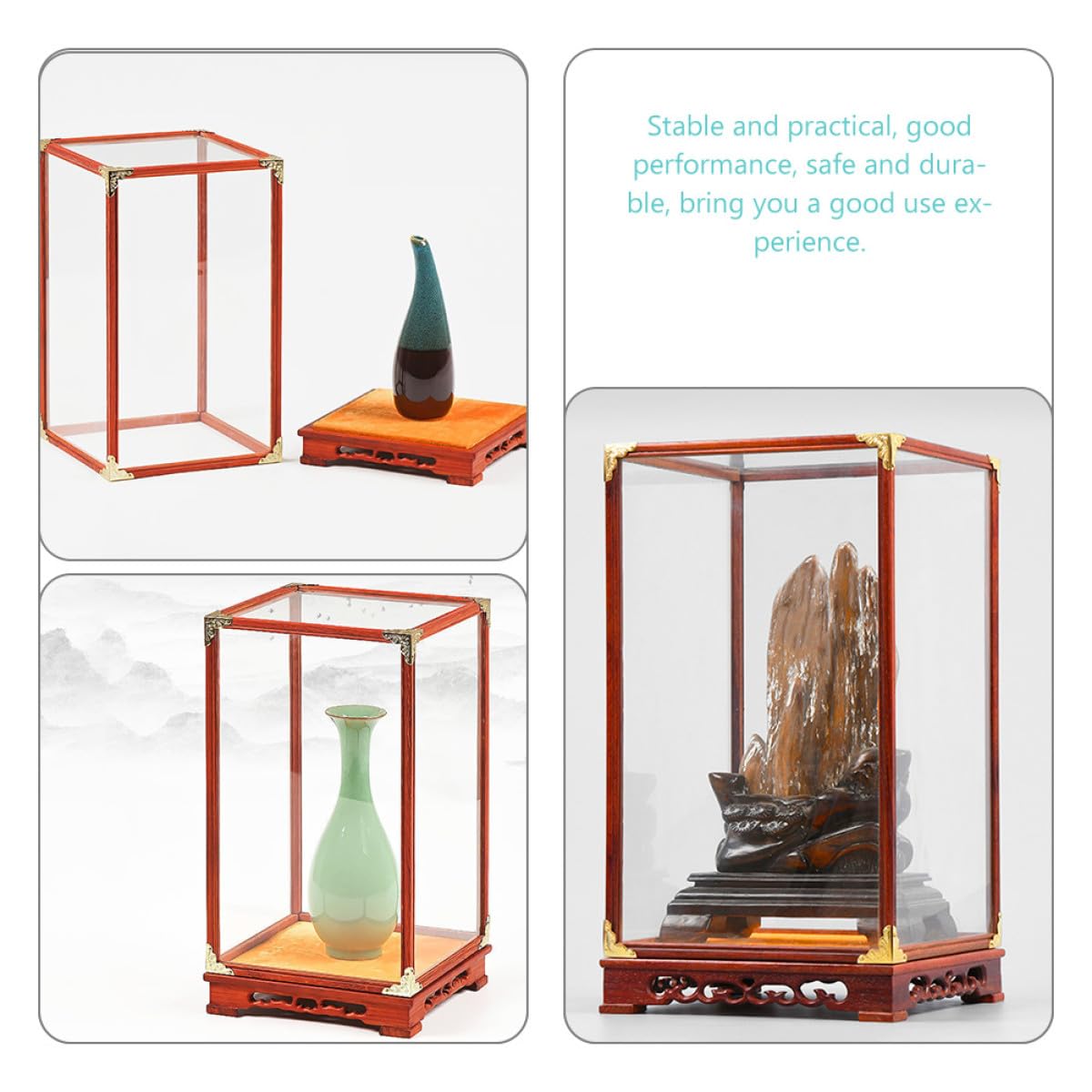 Multifunktionale Glas Vitrine mit Holzrahmen Transparente Aufbewahrungsbox für Sammlerstücke Dekorative Staubschutzbox für Haushalt und Ladendekor