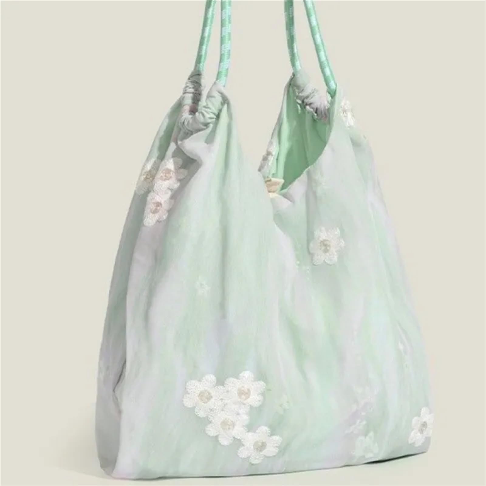 Generisch Bolso de mano de encaje dulce para mujer, flor de ondulación de agua, gran capacidad, bolso de hombro, elegante, romántico y suave, azul, 31x29x13cm, One Style