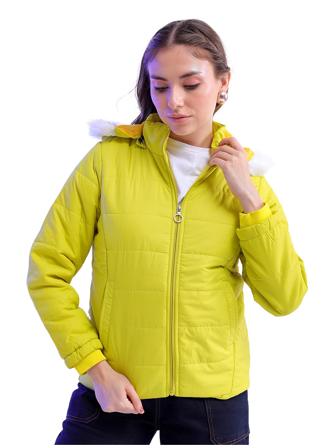 freehand by The Indian Garage Co Women Slim Fit Solid Puffer Jacket-picture-39