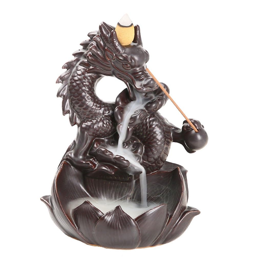 Bruciatore Di Incenso Drago Artigianato creativo Argilla Viola Ceramica Riflusso bruciatore di incenso Casa decorazione interna aromaterapia Legno di sandalo Incensore