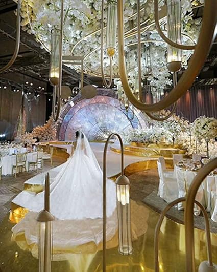 3×33 ft Wedding Mirror Aisle Runner Double Sided Gold-Silver Aisle Runner Rug for Indoor Outdoor Wedding Graduation Party Birthday