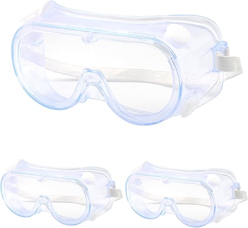 Eyeglasstor Paquete de 3 gafas de seguridad antivaho ajustables para protección ocular contra salpicaduras ajustables para laboratorios,