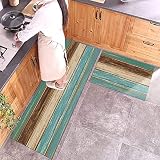 Z&L Home 2 Pieces Kitchen Rugs and Mats Floor Carpet Non Slip Rubber Backing Accent Area Runner Thin