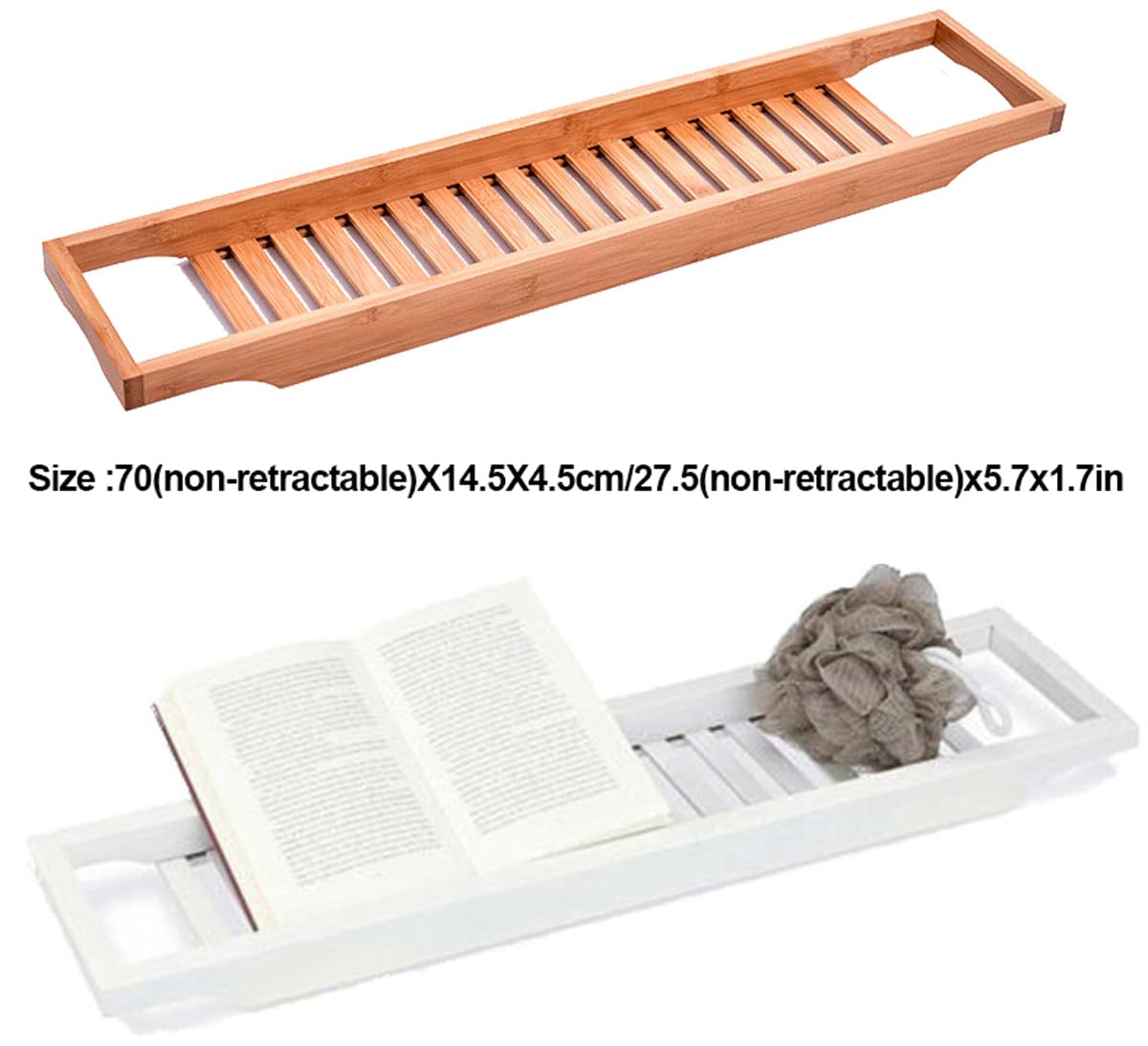 DOCIM Bandeja de Caddy de bañera de bambú, Bandeja de baño Extensible, Bandeja organizadora de bambú ecológica y Segura,Natural