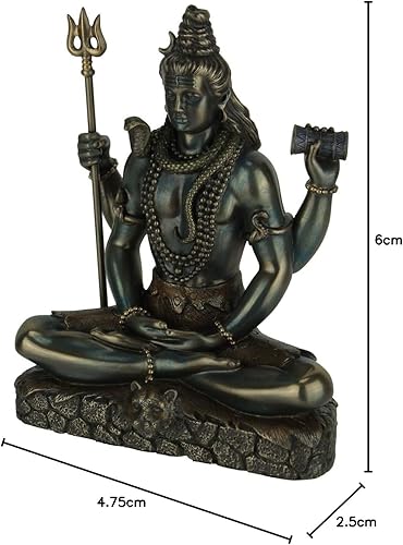 Miniatura 9 de Veronese Design Lord Shiva in Lotus Pose Hindu God Destroyer of Evil - Estatua de resina de 6.2 pulgadas de alto, acabado en bronce