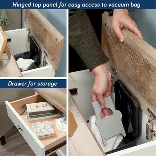 Sauder Homeplus Robot Vacuum Storage Side Table End Table Cabinet for Living Room, Bedroom, in Soft White